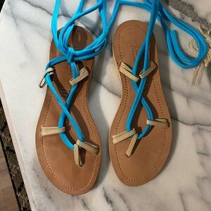 Brand New Vero Cuoio Blue and Tan Sandals